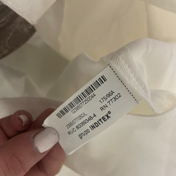 Zara Womens Shirt Dress Midi Size Large White Collared Long Sleeve 2395/077 NWT - Picture 7 of 14